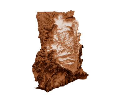 Gana 'nın eski stili haritası, kahverengi grafikler antika Vintage stilinde. Yüksek detaylı 3d illüstrasyon
