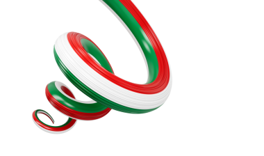 Macaristan Sarmalı Parlak Kurdeleli Bayrağı İzole Edilmiş 3d Görüntü