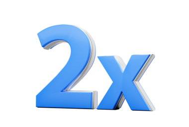 Mavi 2x Sembolü 2 x veya 2 kez Reklam ve Dinamik Satış Sunumları 3 boyutlu