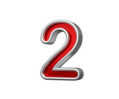 Metalik Işıltılı ve Yivli Kenarlı 3 boyutlu Görüntü ile 2 numaralı canlı kırmızı