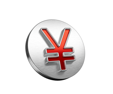 Canlı Japon Yen Para Birimi Sembolü Metalik Gümüş Disk Simgesi 3D Görüntü