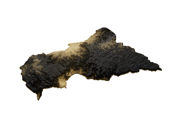 Orta Afrika Haritası Altın Metal Doku Haritası Altın Rezervleri ve Altın Madencilik Konsepti 3B İllüstrasyon