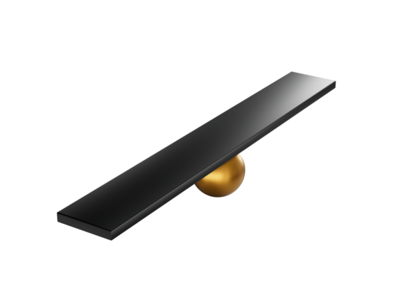 Siyah Dengeli Tahterevalli Parlak Altın Dayanak Koz ve Eşitlik 3 boyutlu İllüstrasyonunu Sembolize eder