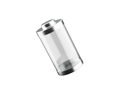 Sarı 3d Görüntü Üzerine Gri Metal Kapaklı Şeffaf Boş Cam Batarya Hücresi