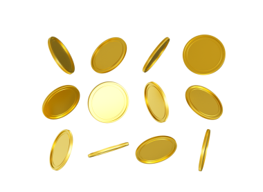 3D Düşen Altın Parlak Yuvarlak Paralar 3D Görüntü