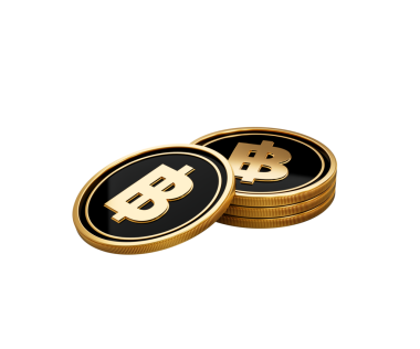 Parlak Altın ve Siyah Tayland Baht Bozuklukları Yuvarlak Sikkeler Yığın 3d İllüstrasyon