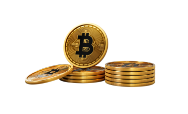 3D Altın Kripto Para Yığını Bitcoin Parlak Yuvarlak Sikkeler Yığını 3D İllüstrasyon