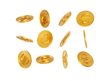 3d Düşen Altın Parlak Avrupa Yuvarlak Paralar 3d Görüntü