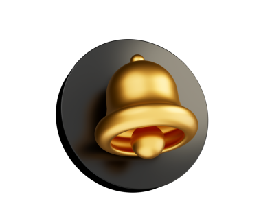 Siyah simge üzerine 3D Altın çan En az 3D resim