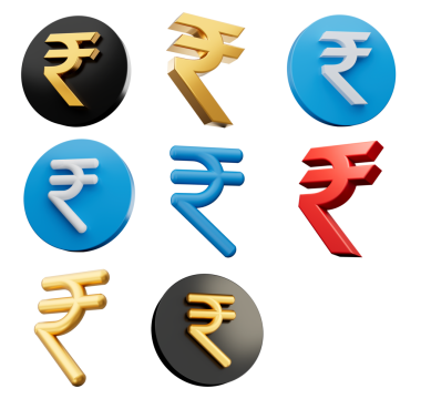 Yuvarlak İkonlar 3d İllüstrasyonlu 3 boyutlu Hint Rupisi Sembolü