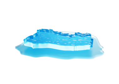 El Salvador 'un Su Haritası Derin Okyanusta Eriyen Buzul Isınması Mavi Su 3D İllüstrasyon