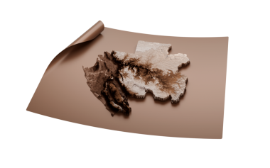 Gabon Eski Tarz Haritası Açık Haritada Kahverengi Kağıt Sayfa 3D Görüntü