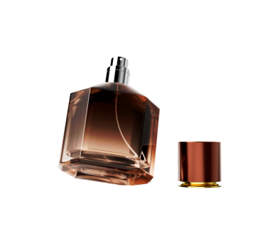 Zarif Amber Cilalanmış Cam Parfüm Şişesi Açık Cilalı 3 boyutlu Görüntü