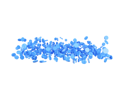 3D Mavi Yuvarlak Tıbbi Haplar Hava Sağlık Hizmetleri Konseptinde Uçuyor.