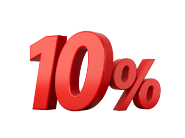 3d Kırmızı% 10 Yüzde 10 İşaret 3D illüstrasyon