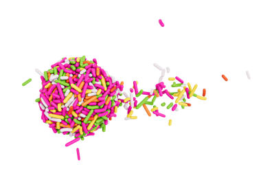 Dağınık Brigadeiro Brezilya Tatlı Topları Renkli Serpintiler veya Meises 3D İllüstrasyon
