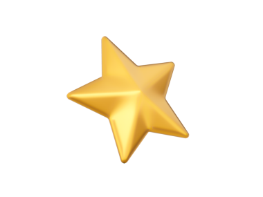 3D Bir Altın Parlak Dereceli Yıldız Sembolü, 3D illüstrasyon