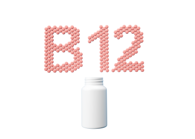 3d Boş İlaç Şişesi Yuvarlak vitamin B12 tabletlerinden yapılmış B12 metin 3d Görüntü