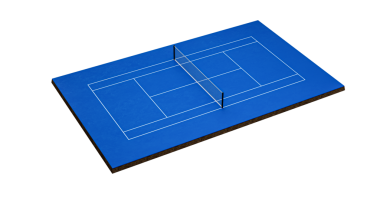 Mavi Tenis kortu 3D illüstrasyon kesti