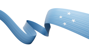 Mikronezya 'nın 3d Bayrağı 3d Parlak Dalgalı Mikronezya Kurdelesi 3d Görüntü