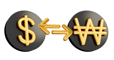 3D Altın Dolar ve Para Takas Oklarıyla Yuvarlak Siyah Simgelerde Kazanan Sembol, 3D