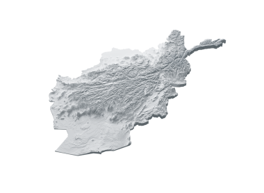 Afganistan Haritası Gri ve Beyaz Gölgeli Yardım Haritası Beyaz Arkaplan 3 boyutlu Görüntü Haritası