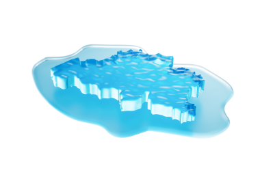 Belçika 'nın Su Buz Haritası Küresel Isınma Buzulunu Eriten Derin Mavi Su 3D Görüntü