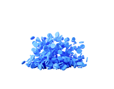 3D Mavi Yuvarlak Tıbbi Haplar Düşen Sağlık Hizmetleri Konsepti 3D İllüstrasyon