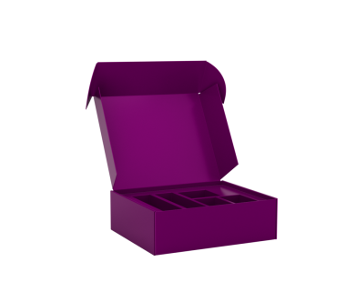 Mor Karton Kutu Açık Vitrin Model Modern Tasarım Ürün Görünümü 3d İllüstrasyon