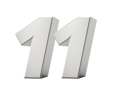 Gümüş 11 11 11 Numara Beyaz Arkaplanda 3 boyutlu Görüntü İzole Edildi