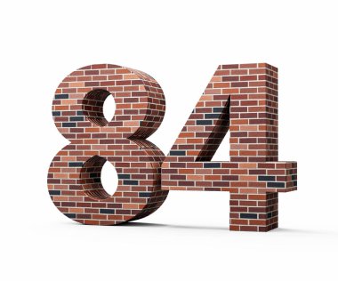 Tuğla Duvarı Numara 84 84 Renkli Tuğla Duvarı 3D Görüntü