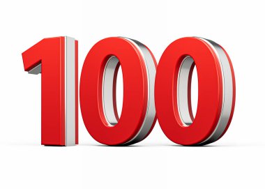 Kalın Kırmızı Numara 100 Beyaz Arkaplanda Metalik Görüntü