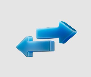 3D Mavi oklar ticareti, senkronizasyonu, transferi ve dijital bağlantıyı simgeliyor. 3d illüstrasyon