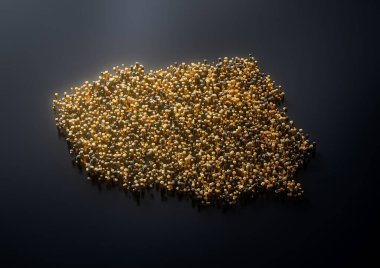 Polonya Haritası Yüksek Kaliteli Altın Metalik Bakır Sütunlar 3D İllüstrasyon