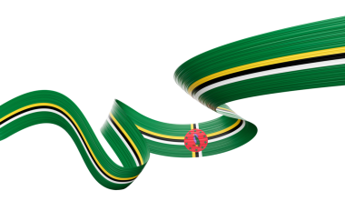 Dominica 'nın 3d Bayrağı Sallanan Parlak Dominica Kurdelesi 3d Görüntü