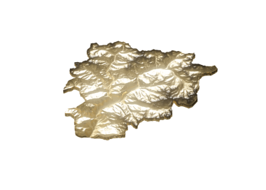 Andorra Haritası Altın Metalik Doku Haritası Siyah 3B Görüntü