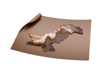 Kahverengi Haritalı Pakistan 'ın Klasik Haritası Kağıt Kağıt Kağıt Sayfa 3d İllüstrasyon