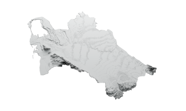 Türkmenistan Haritası Türkmenistan Bayrağı 3d İllüstrasyon Üzerine Gölgeli Renk Yüksekliği Haritası