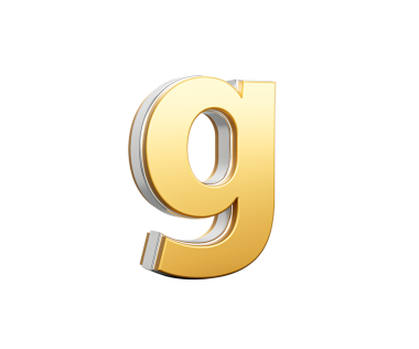 Pırıl pırıl Altın Harf g Parıltıları Pırıl pırıl modern tasarımıyla Kenarları 3 boyutlu