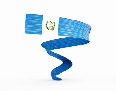 Guatemala 'nın 3d Bayrağı 3d Sallanan Parlak Sallanan Kurdele Beyaz Arkaplanda 3d Görüntü