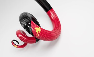 Papua Yeni Gine 'nin 3d Bayrağı 3d Sarmal Parlak Kurdele Beyaz Arkaplanda 3d Görüntü