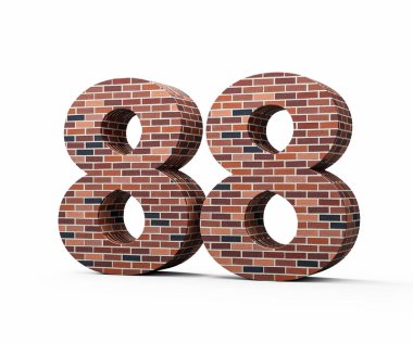 Seksen sekiz numaralı tuğla duvarı. Renkli tuğla duvarından yapılmış 88 basamaklı. 3 boyutlu resim.
