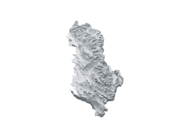 Arnavutluk Gri ve Beyaz Gölgeli Yardım Haritası Beyaz Arkaplan Resimleri Haritası