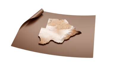 Botswana 'nın Eski Tarz Haritası Kahverengi Açık Harita Kağıt Çarşafı, 3 boyutlu illüstrasyon