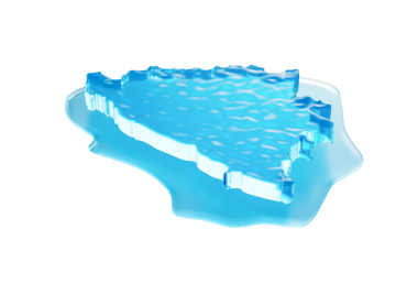 Bosna 'nın Su Buz Haritası. Küresel ısınma. Derin mavi suda eriyen buzullar.