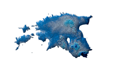 3d Derin Mavi Su Estonya Gölgeli Yardım Doku Haritası Beyaz Arkaplan 3d Görüntü