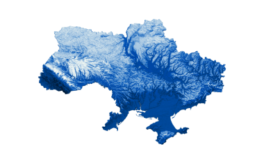 Ukraine map with the flag Colors Blue and Red Shaded relief map 3d illustration