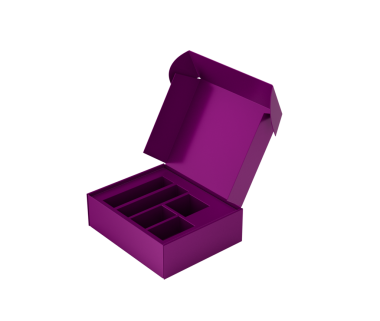 Mor Karton Kutu Açık Vitrin Model Modern Tasarım Ürün Görünümü 3d İllüstrasyon