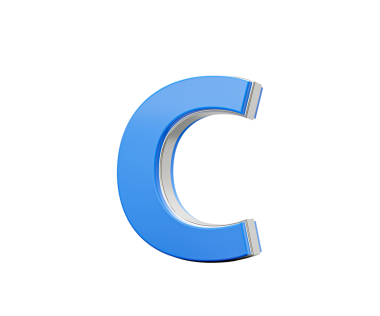 Mavi Büyük harf C Parıldıyor Zarif modern tasarım Kalın yazı tipi ile Keskin kenarlı 3B Görüntü