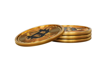 3D Altın Kripto Para Yığını Bitcoin Parlak Yuvarlak Sikkeler Yığını 3D İllüstrasyon